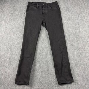 Unbranded Brand UB244 Jeans Mens 33 Black Tapered Stretch Selvedge Denim Denim